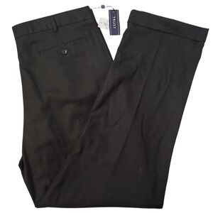 TRUST Dress Pants Mens 38 x 32 Black Linen Blend Pleated Cuffed Trousers NWT